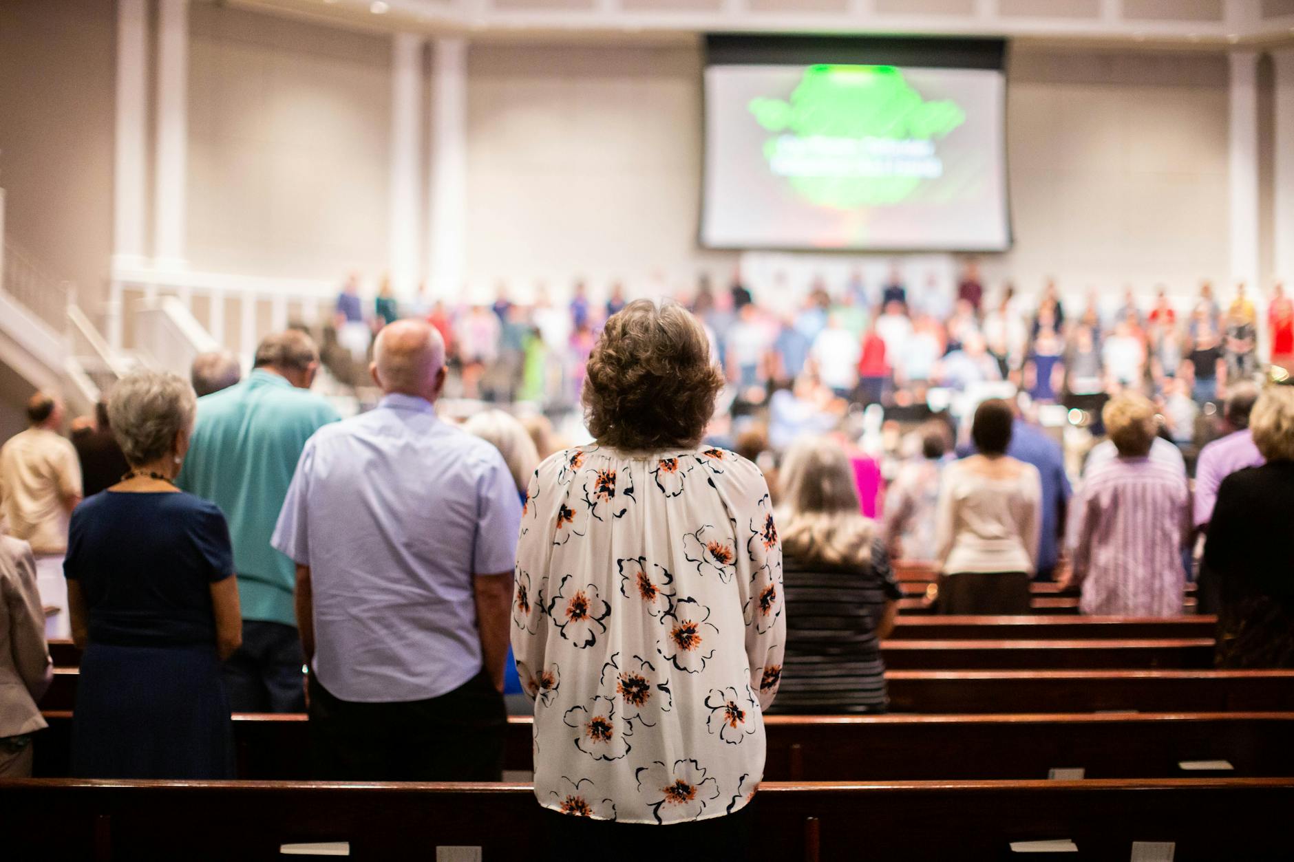 congregation standing in church during service